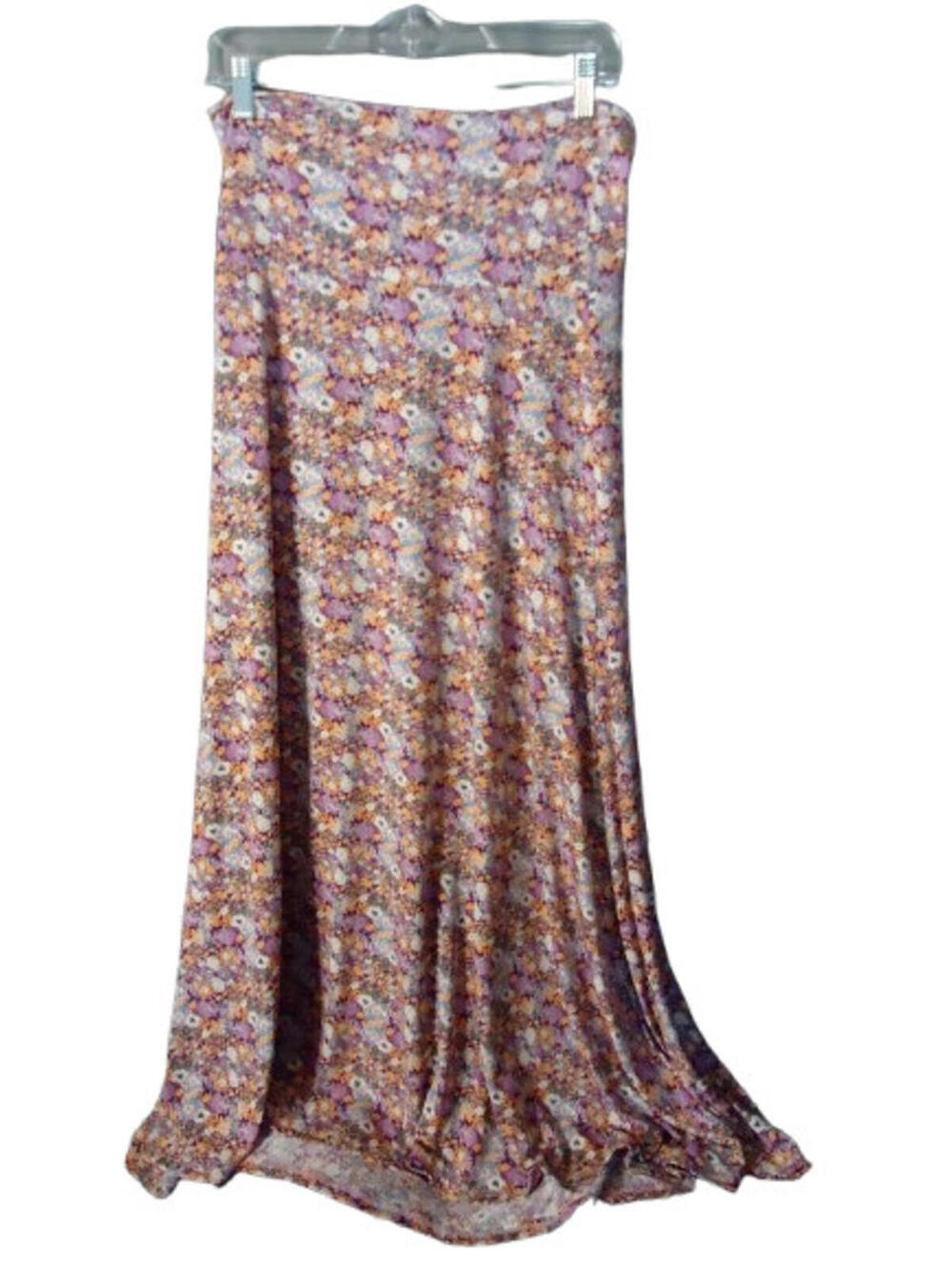 LuLaRoe Fold Over Waist Maxi Skirt Multicolored Abstract Floral Print Size XS